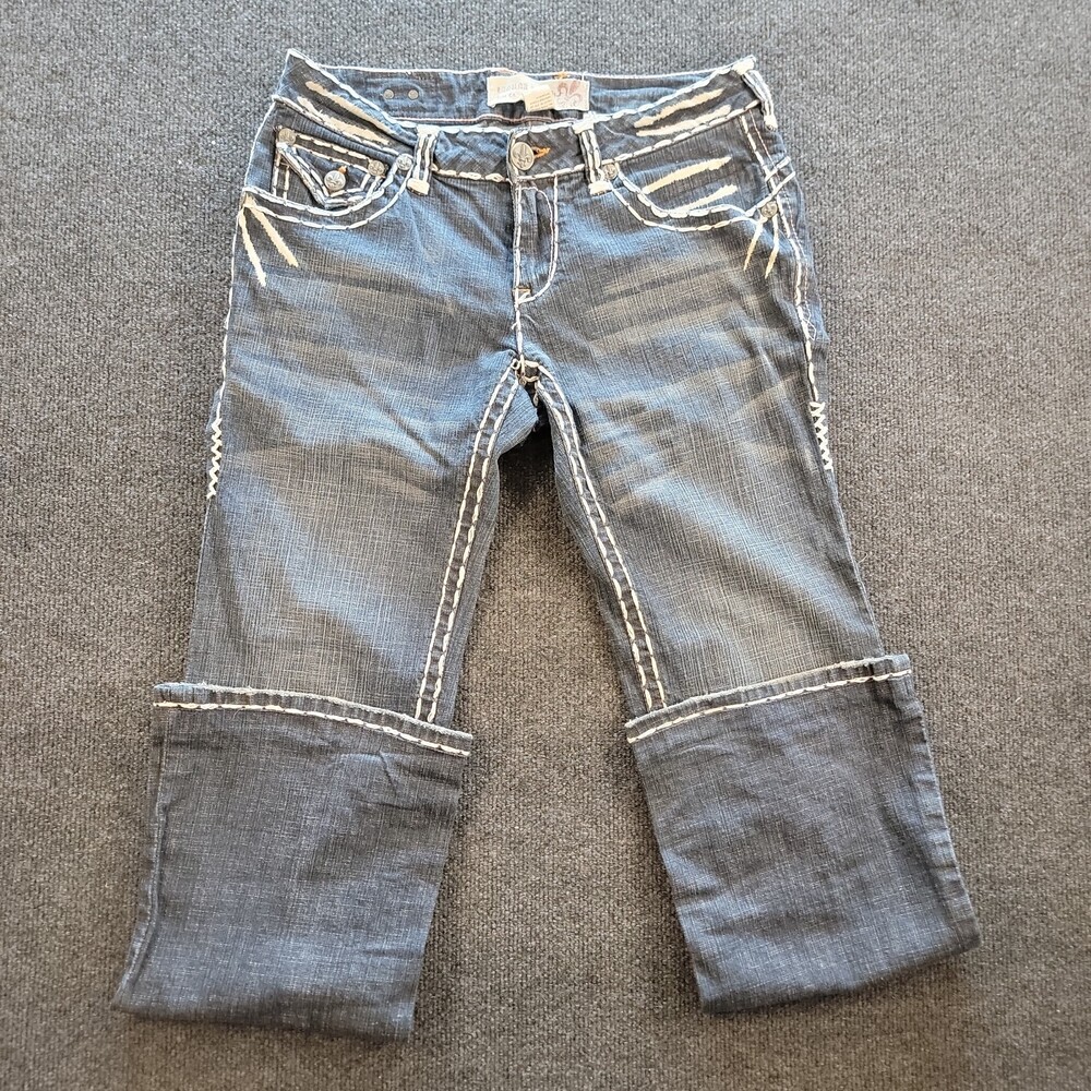 Laguna Beach Jeans Size 30 Blue Denim Red Thick Stitch Low Rise Bootcut USA Y2k